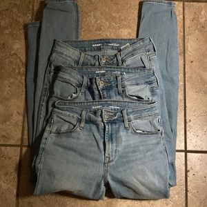 THREE PAIR Old Navy Size zero O High Rise Super Skinny Blue Jeans Nice!